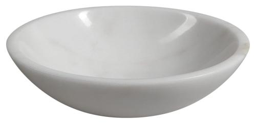 Umywalka kamienna nablatowa 40 x 12 cm biały marmur polerowany BLOK 2401-34 Sapho z boku