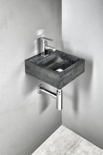 Umywalka kamienna mała 30 x 10 x 30 cm antracyt BLOK 2401-29 Sapho wizualizacja