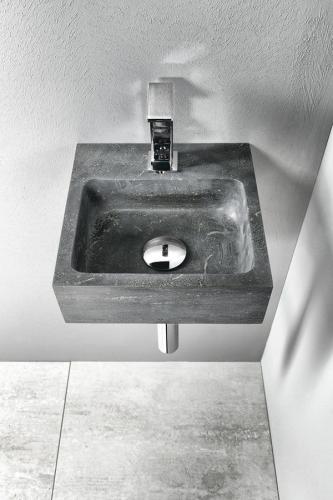 Umywalka kamienna mała 30 x 10 x 30 cm antracyt BLOK 2401-29 Sapho aranżacja