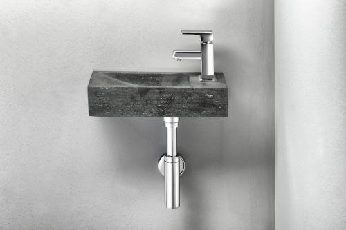 Umywalka kamienna mała 38 x 8 x 14 cm antracyt BLOK 2401-31 Sapho wizualizacja