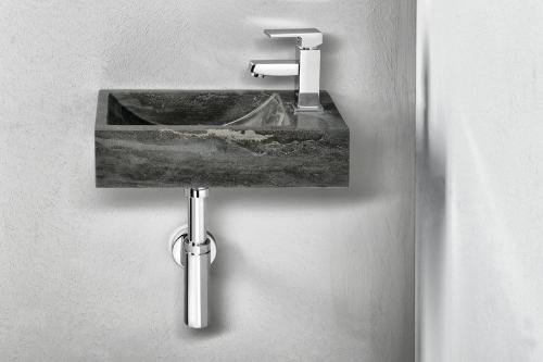 Umywalka kamienna mała 40 x 10 x 22 cm antracyt prawa BLOK 2401-28 Sapho wizualizacja