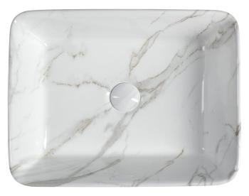 Umywalka nablatowa ceramiczna 48 x 13 x 38 cm biały marmur DALMA MM517 Sapho z góry