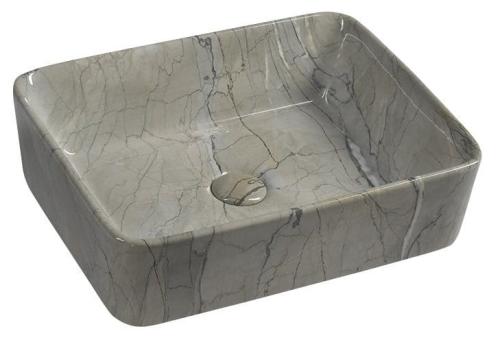 Umywalka nablatowa ceramiczna 48 x 13 x 38 cm szary marmur DALMA MM513 Sapho