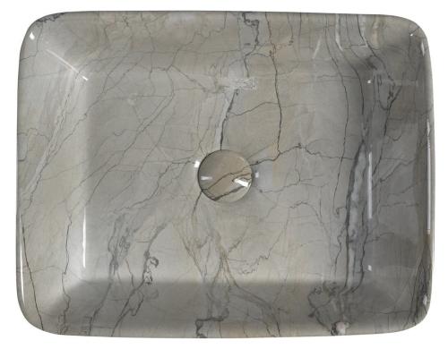 Umywalka nablatowa ceramiczna 48 x 13 x 38 cm szary marmur DALMA MM513 Sapho z góry