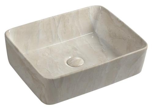Umywalka nablatowa ceramiczna 48 x 13 x 38 cm beżowy marmur DALMA MM527 Sapho