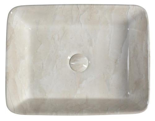 Umywalka nablatowa ceramiczna 48 x 13 x 38 cm beżowy marmur DALMA MM527 Sapho z góry