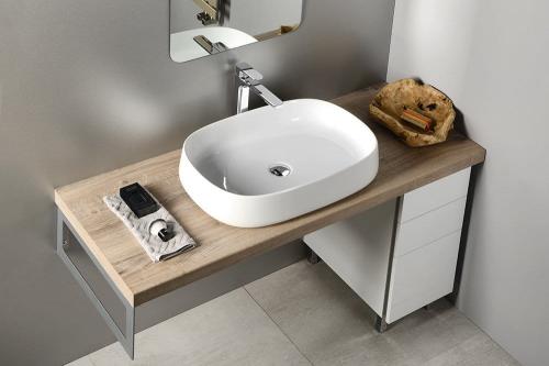 Umywalka ceramiczna nablatowa 60 x 13 x 40 cm biały JUMPER WH070 Sapho wizualizacja