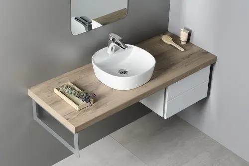 Umywalka ceramiczna nablatowa 40 x 12 cm biały LUGANO AR491 Sapho wizualizacja