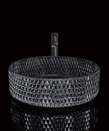 Umywalka nablatowa szklana 39,5 x 12 cm czarny MARAGUA TY214 Sapho bez podswietlenia