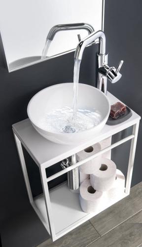 Umywalka kompozytowa nablatowa 26 x 11 cm biały Minor MR260 Sapho aranżacja