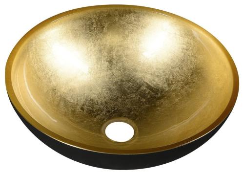 Umywalka nablatowa szklana 40 x 14 cm złoto czarny MURANO BLACK-GOLD AL5318-77 Sapho