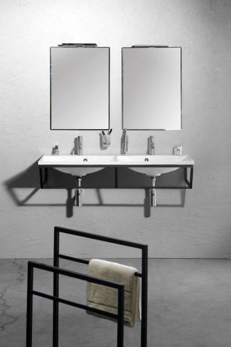 Umywalka kompozytowa podwójna 120 x 46 cm biały MARIA MA120 Sapho wisząca