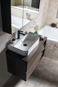 Umywalka ceramiczna nablatowa 55 x 38 cm biały SISTEMA U 10PL53055 ISVEA wizualizacja