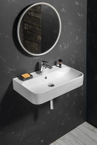 Umywalka ceramiczna nablatowa 70 x 38 cm biały SISTEMA U 10PL53070 ISVEA wisząca