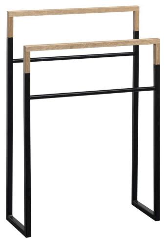 Wieszak na ręczniki 55 x 80 x 20 cm czarny mat/dąb SKA SKA308 Sapho