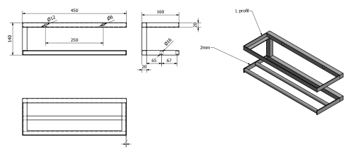 Półka łazienkowa 45 x 14 x 16 cm biały mat SKA SKA411 Sapho rysunek