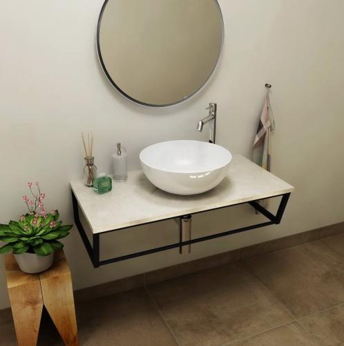 Blat marmur techniczny 90 x 2 x 46 cm Botticino SKA SKA090-1216 Sapho