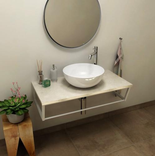 Blat marmur techniczny 90 x 2 x 46 cm Botticino SKA SKA090-1216 Sapho wizualizacja