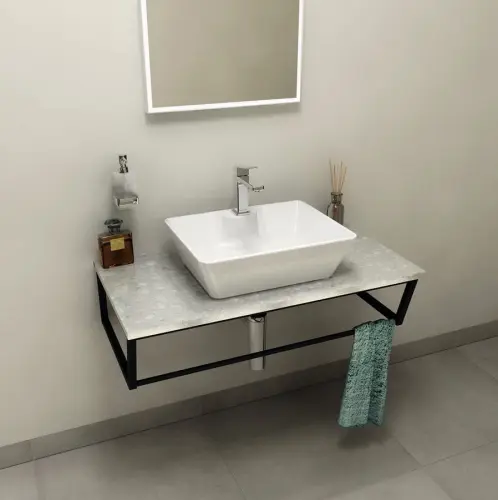 Blat marmur techniczny 90 x 2 x 46 cm Fior di pesco SKA SKA090-1220 Sapho