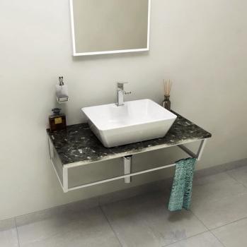 Blat marmur techniczny 90 x 2 x 46 cm Grigio carnico SKA SKA090-1218 Sapho wizualizacja