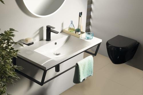 Konsola pod umywalkę 90 x 20 x 46 cm czarny mat SKA SKA203 Sapho wizualizacja