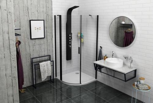 Konsola pod umywalkę 90 x 20 x 46 cm czarny mat SKA SKA203 Sapho aranżacja