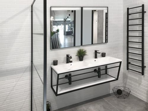 Konsola pod umywalkę z półką 120 x 40 x 46 cm czarny mat SKA SKA104 Sapho wizualizacja