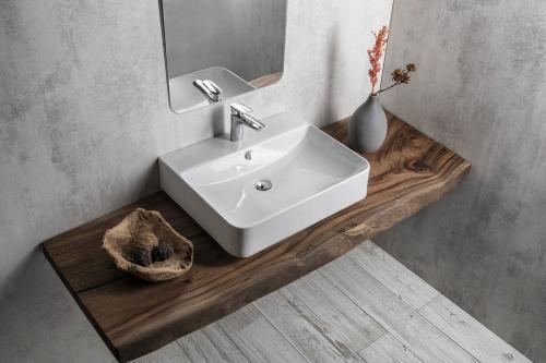 Umywalka ceramiczna nablatowa 61 x 50 cm biały SOTT AQUA 10SQ51061 ISVEA wizualizacja