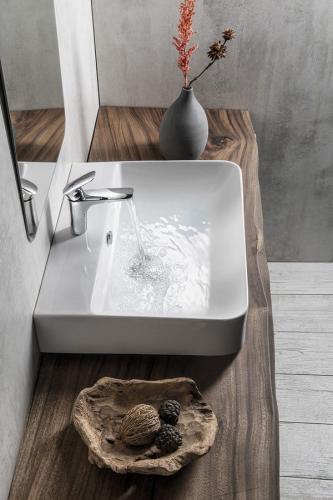 Umywalka ceramiczna nablatowa 61 x 50 cm biały SOTT AQUA 10SQ51061 ISVEA z góry