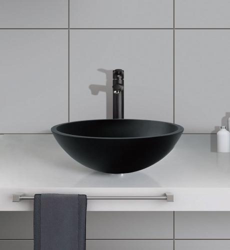 Umywalka nablatowa szklana 42 x 14,5 cm czarny TELICA TY181B Sapho wizualizacja