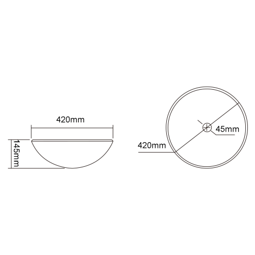 Umywalka nablatowa szklana 42 x 14,5 cm czarny TELICA TY181B Sapho rysunek