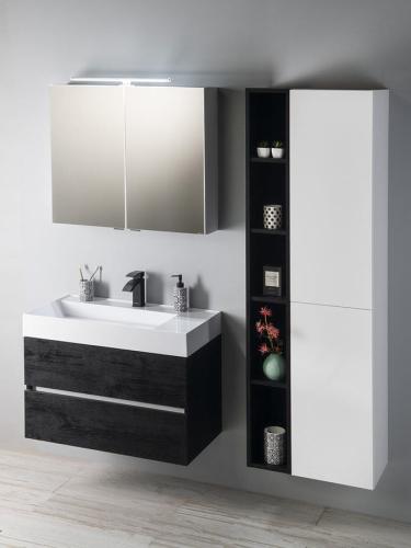 Umywalka kompozytowa meblowa 83 x 44 cm biały z otworem GODIVA GU083L Sapho aranżacja