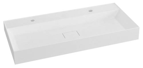 Umywalka kompozytowa podwójna 96 x 44 cm biały 2 otwory GODIVA GU096-2 Sapho