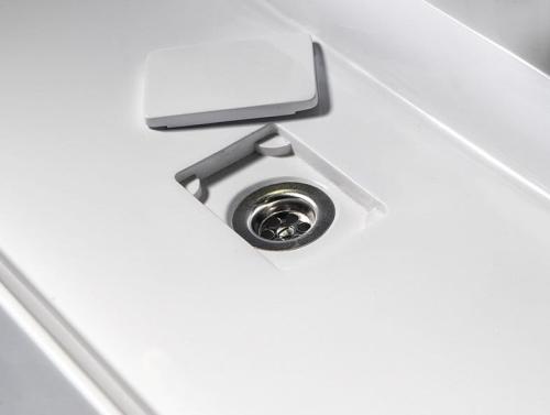 Umywalka kompozytowa podwójna 96 x 44 cm biały 2 otwory GODIVA GU096-2 Sapho z bliska