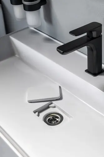 Umywalka kompozytowa 96 x 44 cm biały z otworem GODIVA GU096 Sapho wizualizacja