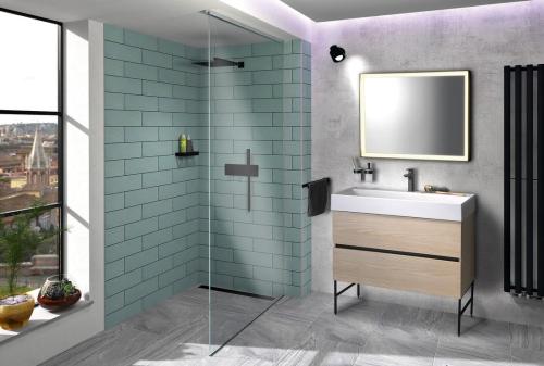 Umywalka kompozytowa 96 x 44 cm biały z otworem GODIVA GU096 Sapho aranżacja