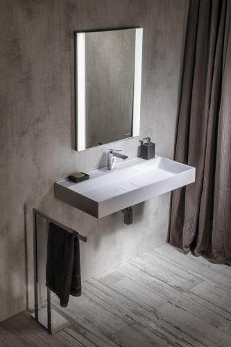 Umywalka kompozytowa 96 x 44 cm biały z otworem GODIVA GU096 Sapho wisząca