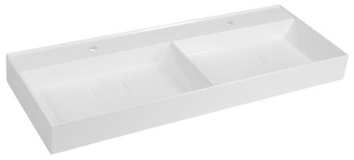Umywalka kompozytowa podwójna 119 x 44 cm biały GODIVA GU119 Sapho