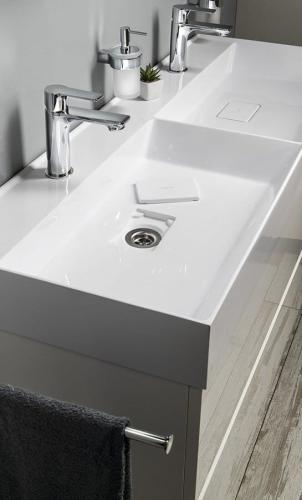 Umywalka kompozytowa podwójna 119 x 44 cm biały GODIVA GU119 Sapho wizualizacja