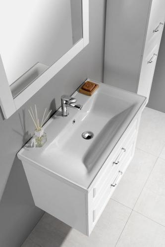 Umywalka ceramiczna meblowa 80 x 16,5 x 46 cm biały SAVA 80 2080 Aqualine aranżacja