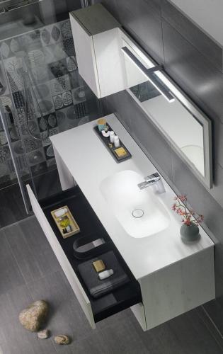 Umywalka meblowa 146,6 x 51,3 cm biały TREOS TS147-0101 Sapho z góry