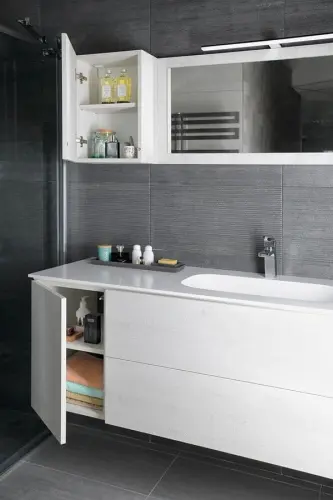 Szafka dolna wisząca 35 x 53 x 50,5 cm dąb Polar lewa/prawa TREOS TS035-1010 Sapho aranżacja