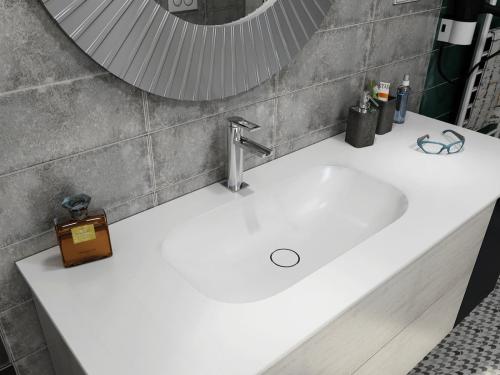 Szafka umywalkowa 75 x 53 x 50,5 cm dąb Polar z wycięciem na syfon TREOS TS070-1010 Sapho z góry