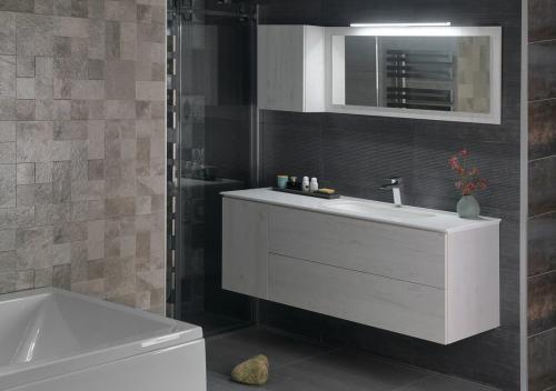 Szafka umywalkowa 110 x 53 x 50,5 cm dąb Polar z wycięciem na syfon TREOS TS110-1010 Sapho