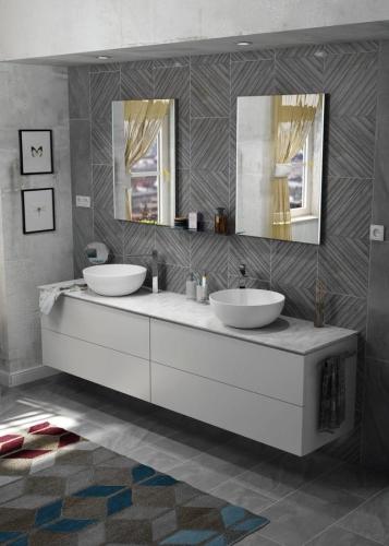 Szafka umywalkowa 110 x 53 x 50,5 cm biały mat z wycięciem na syfon TREOS TS110-3131 Sapho