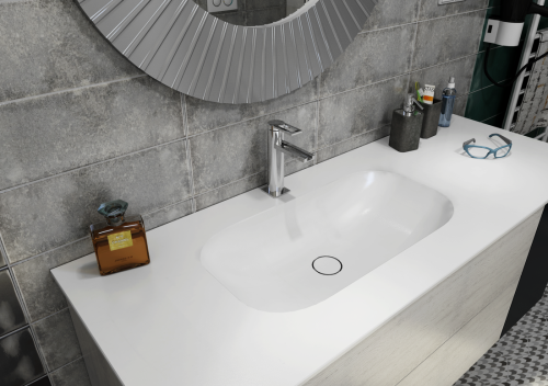 Umywalka kompozytowa 58,8 x 16,6 x 35,5 cm biały IMPALA IM540 Sapho wizualizacja