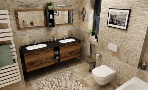 Umywalka kompozytowa 58,8 x 16,6 x 35,5 cm biały IMPALA IM540 Sapho aranżacja