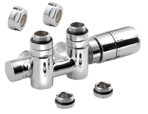 Zestaw przyłączeniowy zespolony z termostatem rozstaw 50 mm chrom prawy TWIN COMBI CP5010S Sapho
