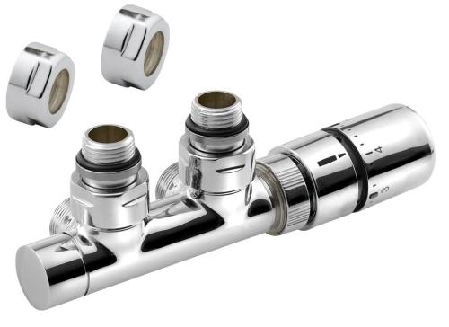 Zestaw przyłączeniowy zespolony z termostatem rozstaw 50 mm chrom prawy TWIN CP3010S Sapho