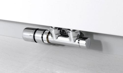 Zestaw przyłączeniowy zespolony z termostatem rozstaw 50 mm chrom lewy TWIN CP3012S Sapho podłączone